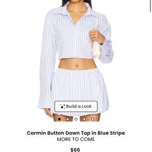 More & More Women's Blue Striped Button Down Shirt